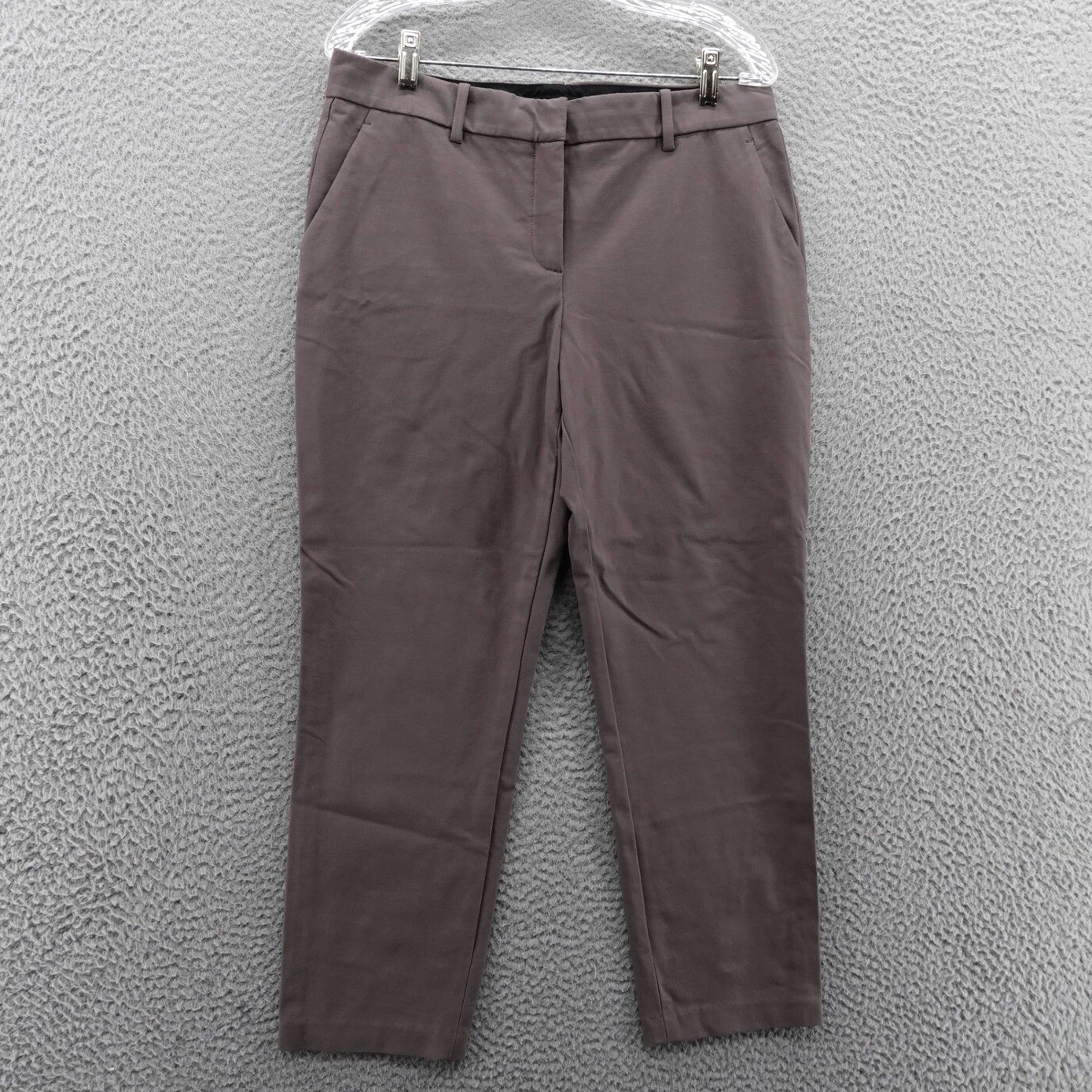 Theory Treeca Approach Tapered Dress Pants Womens 10 Brown Cotton Blend Slim